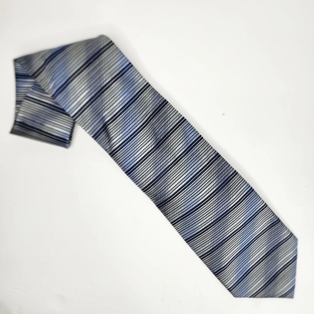 VILLINI Blue / Silver Silk 7 Fold Tie.